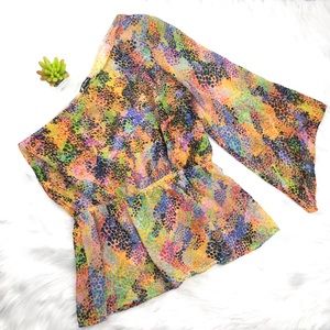 Lily White One Shoulder Sheer Peplum Top Size Med